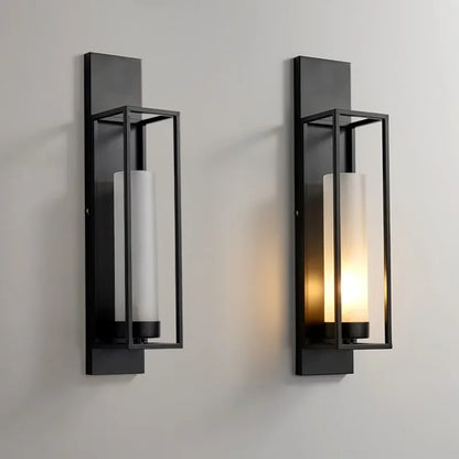 Liéna Modern Chinese Glass Wall Lamp Black Bedside Light