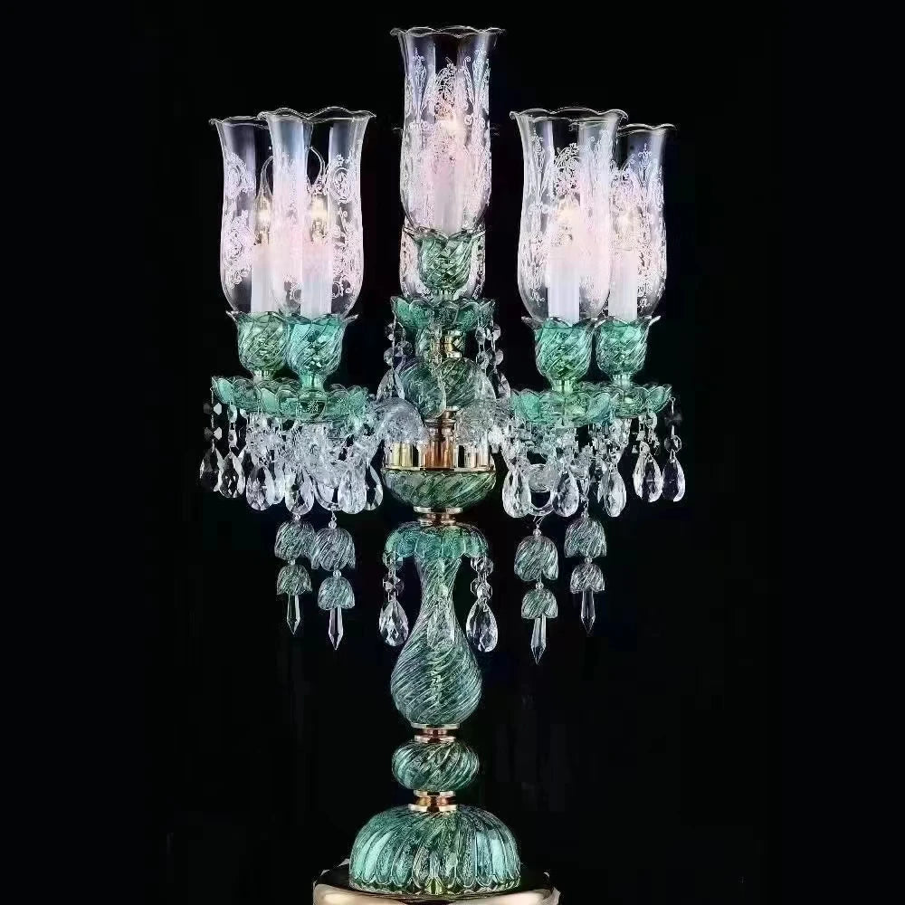 Long Clear Glass Chandelier for Living Room and Study Room