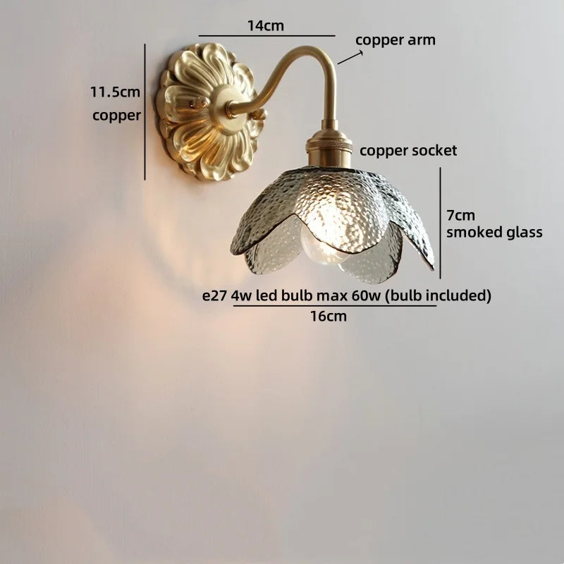 Isabelle Glass Flower Brass Wall Light
