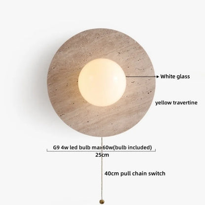 Sophie Yellow Travertine Wood LED Wall Lamp Wabi Sabi