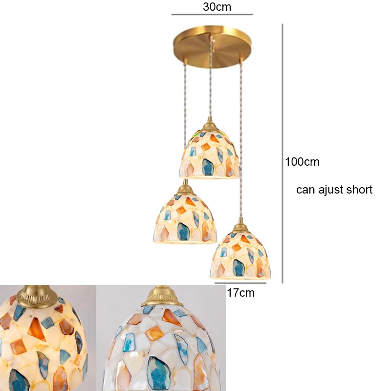Isabelle Shell Glass Pendant Light Art Deco Bedside Lamp