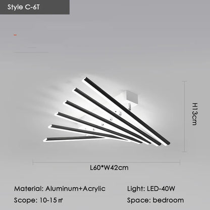 Élodie Minimalist Black Line LED Ceiling Chandelier Adjustable