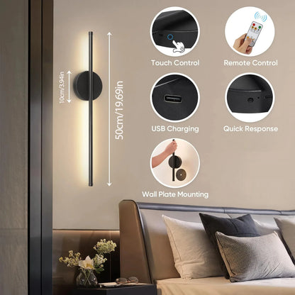 Élise Modern Gold & Black Rechargeable LED Wall Lamp