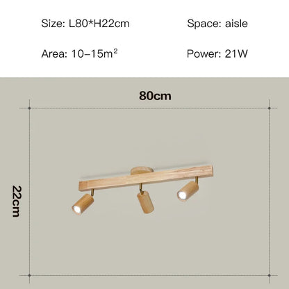 Élise Japanese Modern Wooden LED Ceiling Track Spotlight Chandelier