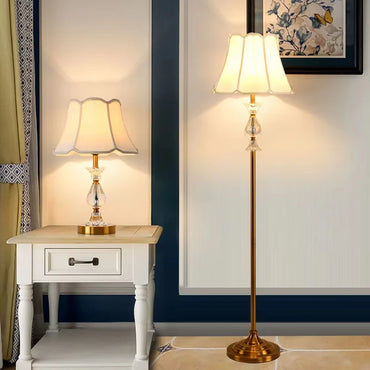 Camille Retro Copper Crystal LED Floor Lamp Sofa Corner Light