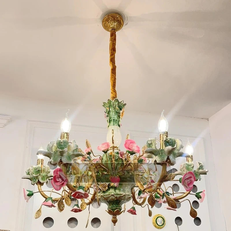 Élise Porcelain Brass Chandelier French Luxury Ceiling Light