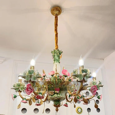Élise Porcelain Brass Chandelier French Luxury Ceiling Light