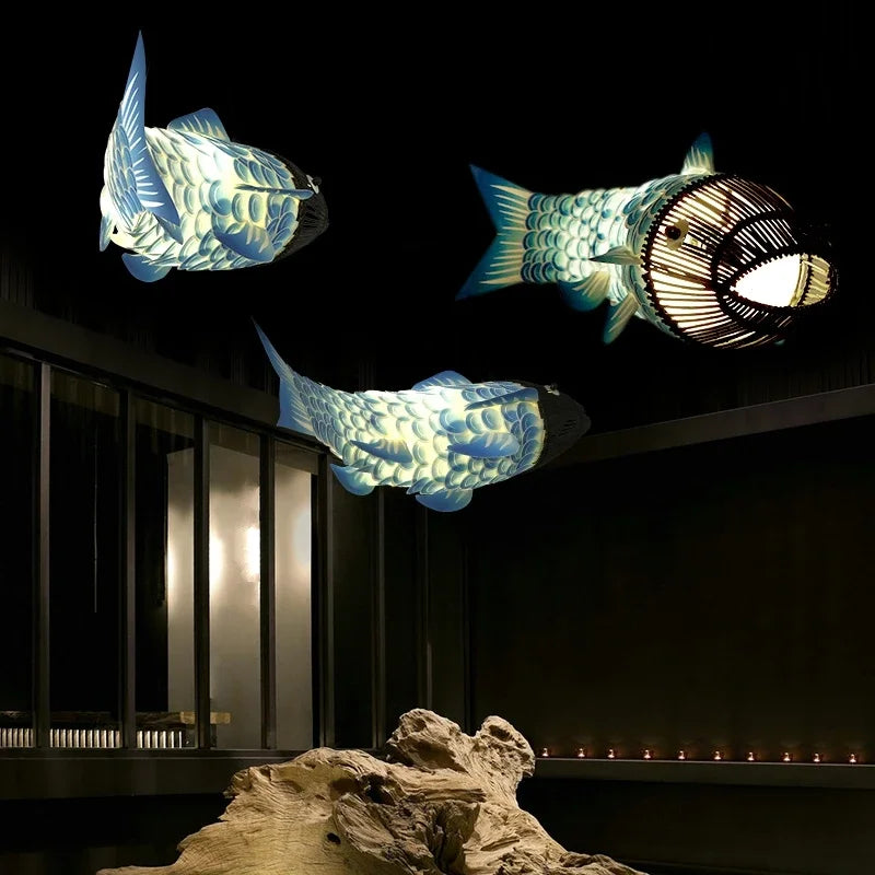 Koi Artisan Bamboo Fish Pendant Light