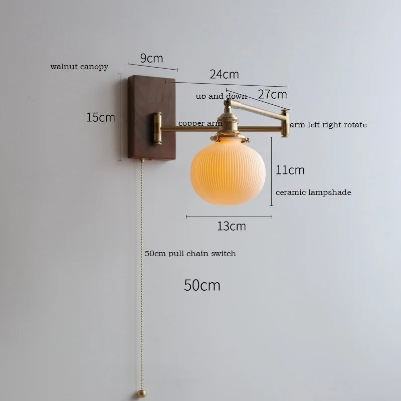 Lucienne Rotating Arm Wall Lamp Pull Chain