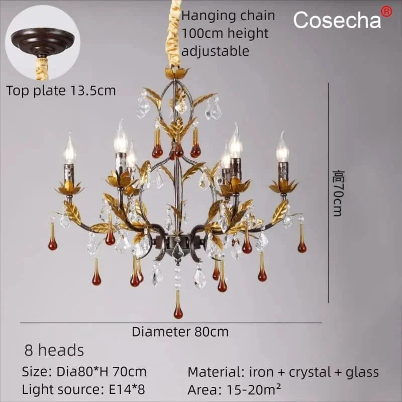 Isabelle Gold Crystal Chandelier for Dining & Living Spaces