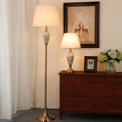 Élise European Retro Flower Ceramic LED Floor Lamp
