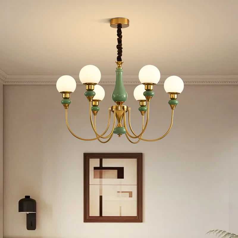 Geneviève Retro Gold Ceramic Chandelier