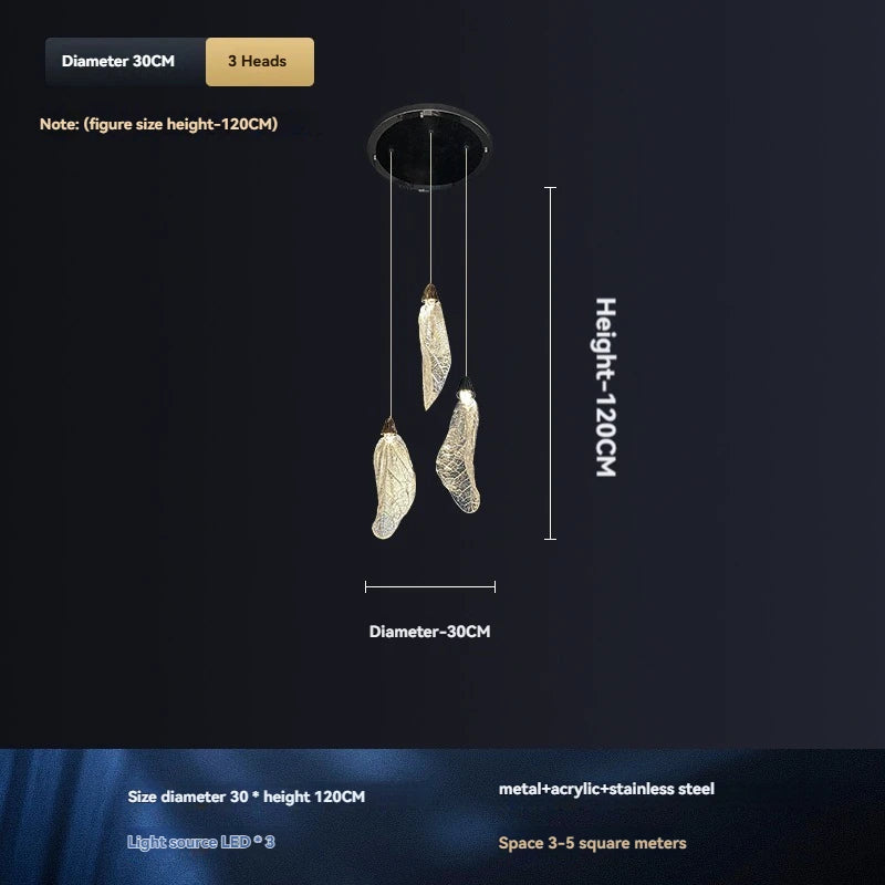Aurélie Floating Leaf Chandelier Art Deco LED Ceiling Light