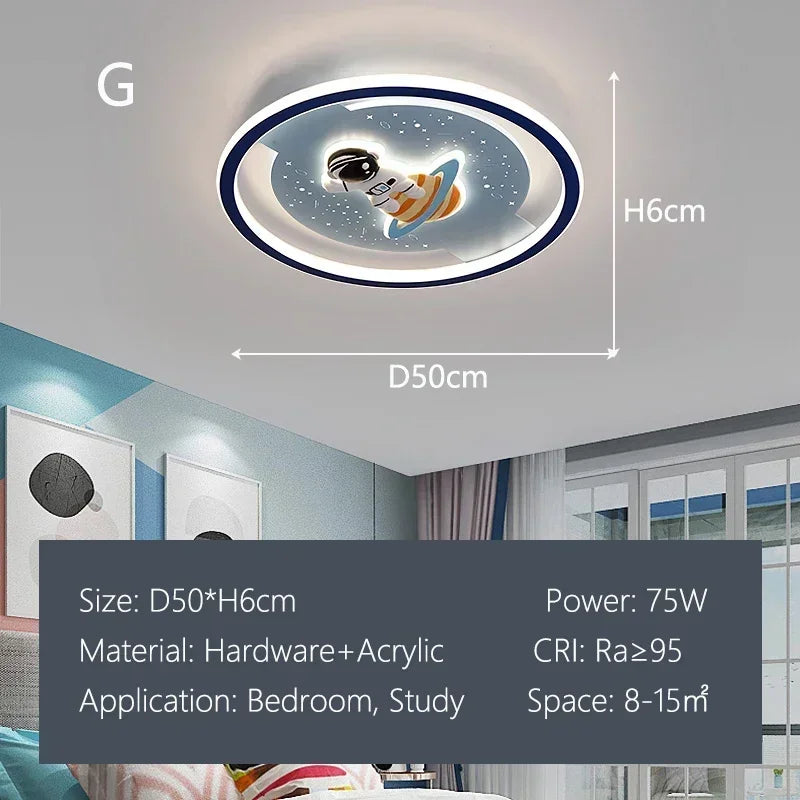 Amélie Astronaut Rocket LED Ceiling Light Kids Room Dimmable