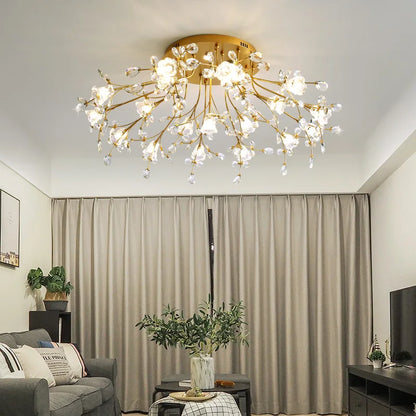 Eléonore Gold Crystal Branch Tree Ceiling Light