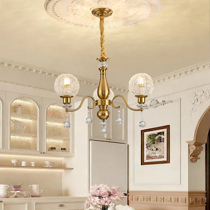 Élise French Crystal Minimalist Glass Flush Chandelier