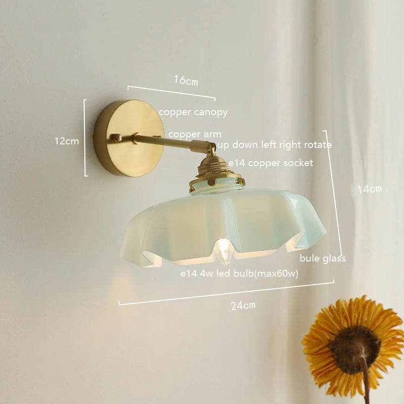 Élise Pink Glass Copper Wall Light