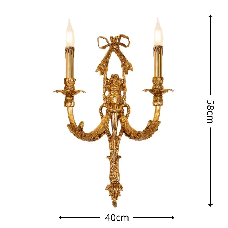 Camille Retro French Brass Crystal LED Wall Lamp Bedroom Accent