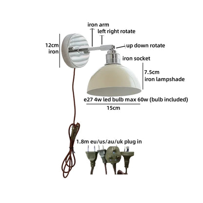 Clara Vintage Industrial Iron LED Wall Lamp Pull Chain