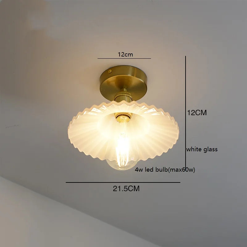Éloise Amber Glass Copper Ceiling Light