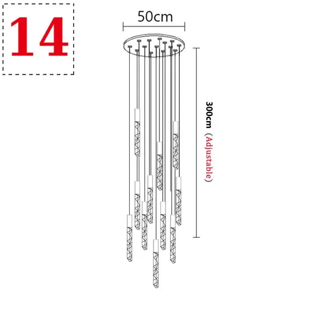 Sophie Spiral Crystal LED Staircase Chandelier