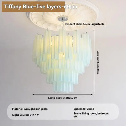 Camille Murano Glass Round Crystal Pendant Light Vintage Ceiling Lamp