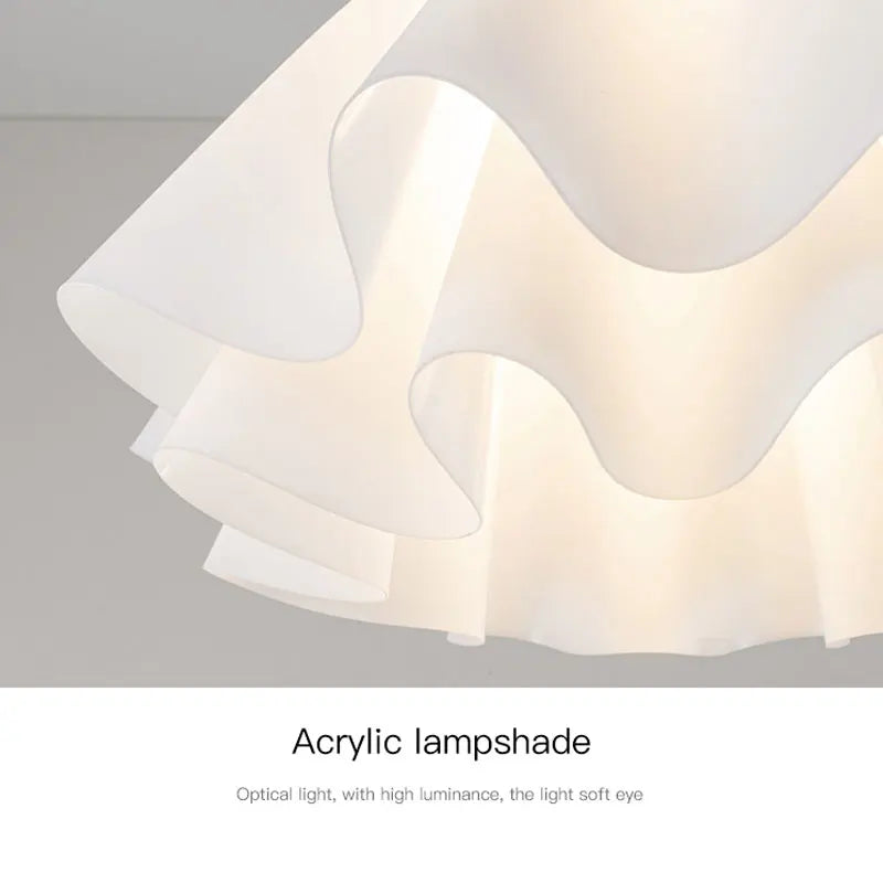 Sofia Nordic White Frosted Glass LED Semi-Flush Chandelier