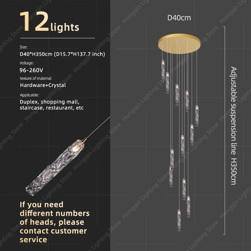 Élise Crystal Staircase Pendant Chandelier Light