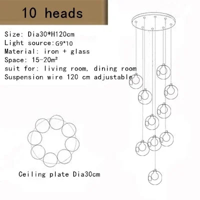Aurélie Nordic Double Glass LED Ceiling Chandelier