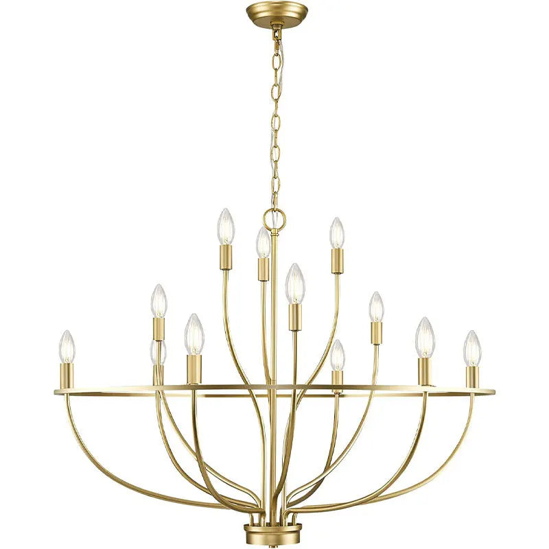 Vintage Round Iron Candle Chandelier for Living and Dining Room