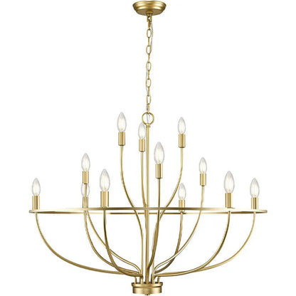 Vintage Round Iron Candle Chandelier for Living and Dining Room
