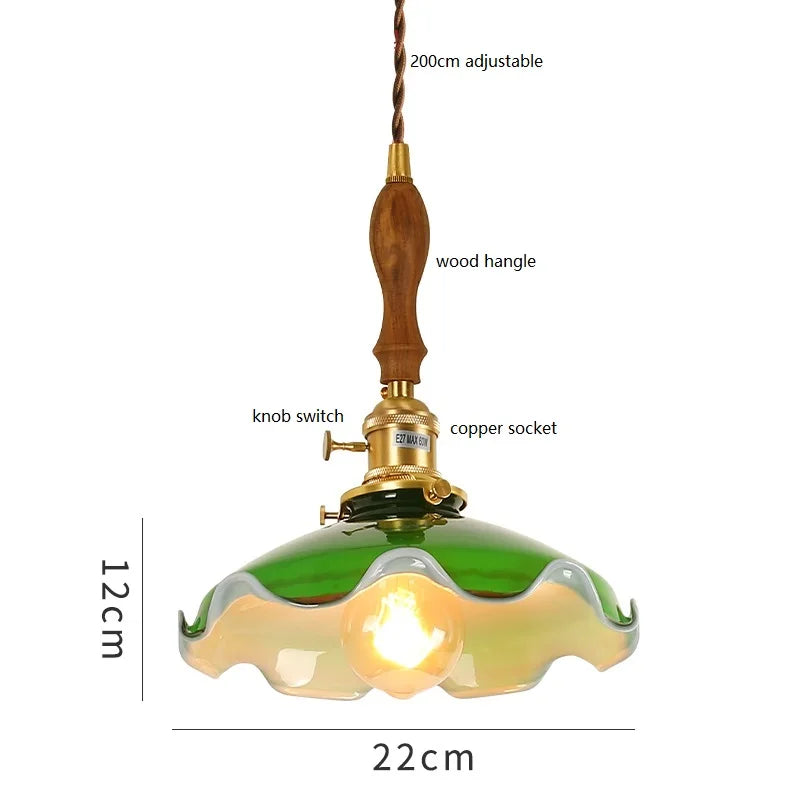Amélie Vintage Green Glass Pendant Light