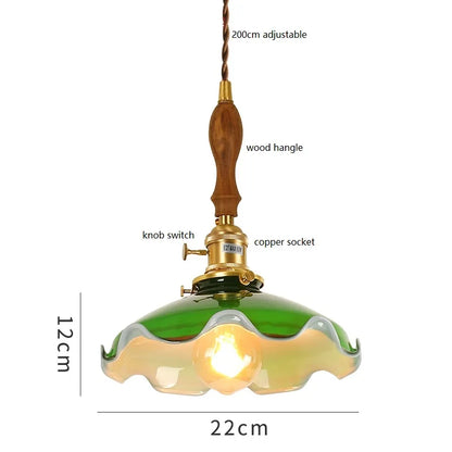 Amélie Vintage Green Glass Pendant Light