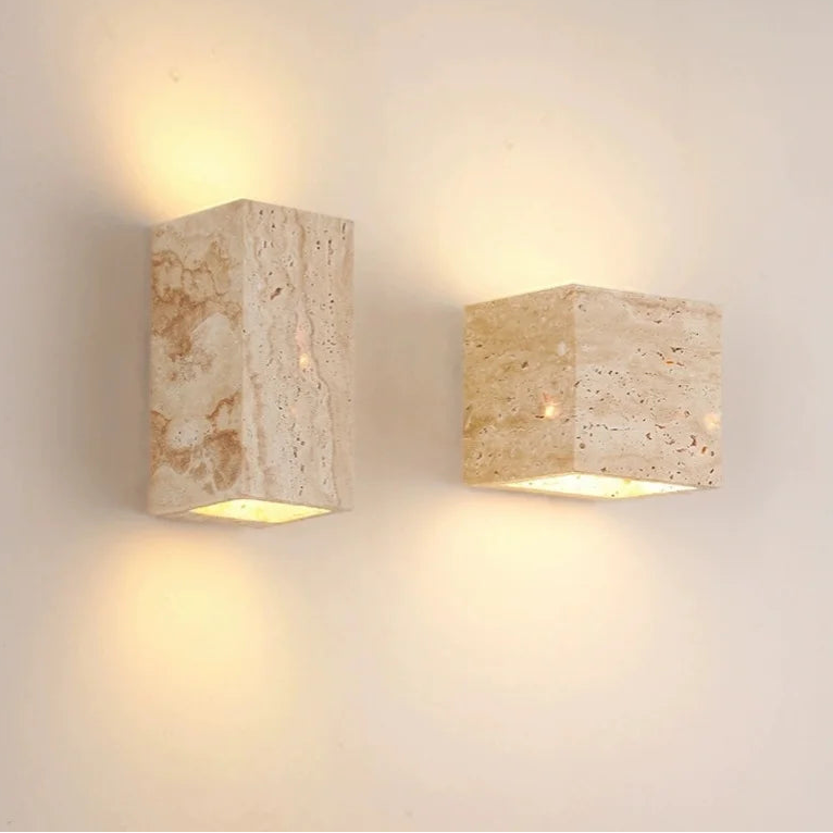 Élise Yellow Travertine LED Wall Lamp Japan Style Luxury