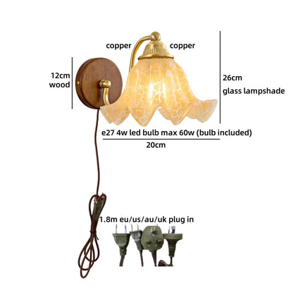 Sakura White Ceramic Walnut Wood LED Wall Lamp Japan Style
