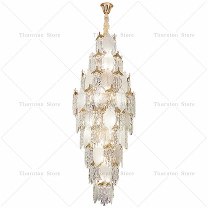 Leaf Style Crystal Chandelier for Duplex Villa and Staircase