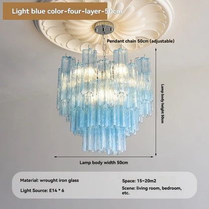Camille Murano Glass Round Crystal Pendant Light Vintage Ceiling Lamp