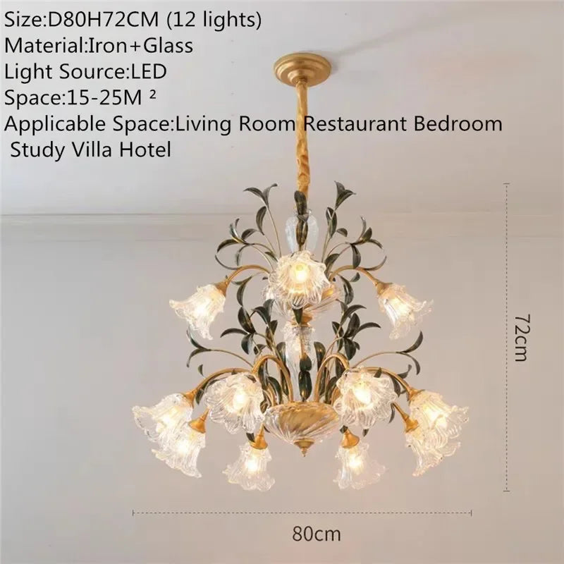 Évelyne Floral Glass Chandelier for Luxury Dining & Lobby Spaces