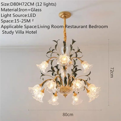 Évelyne Floral Glass Chandelier for Luxury Dining & Lobby Spaces