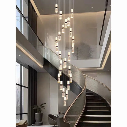 Isabelle Luxury Long Crystal LED Pendant Chandelier