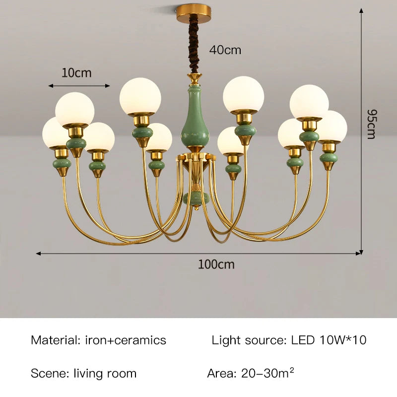 Geneviève Retro Gold Ceramic Chandelier