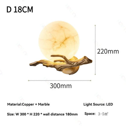 Sophie Italian Marble Brass LED Wall Lamp Waterproof Outdoor Light