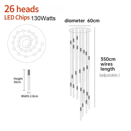 Sophie Spiral Crystal LED Staircase Chandelier