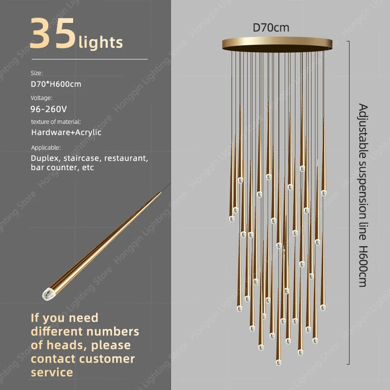 Clémence Modern High Ceiling Staircase Chandelier
