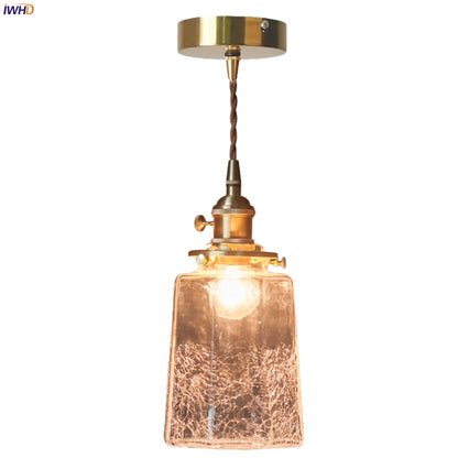 Élise Vintage Cracked Glass Copper LED Pendant Lamp Loft Style
