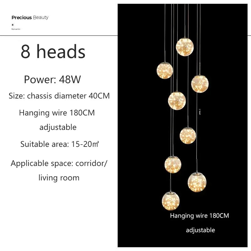 Adèle Starry Sky LED Staircase Pendant Chandelier