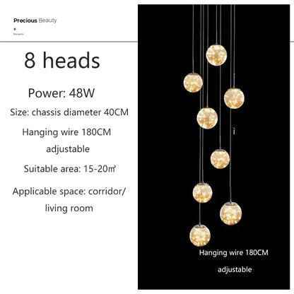 Adèle Starry Sky LED Staircase Pendant Chandelier