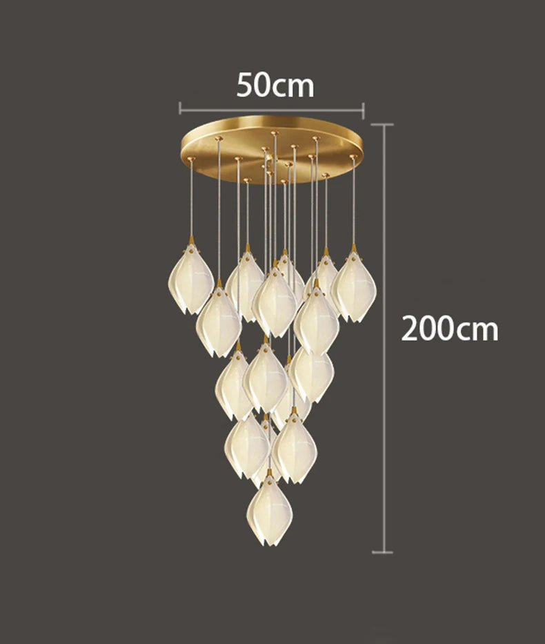 Liora Modern Lotus Cluster Staircase Chandelier