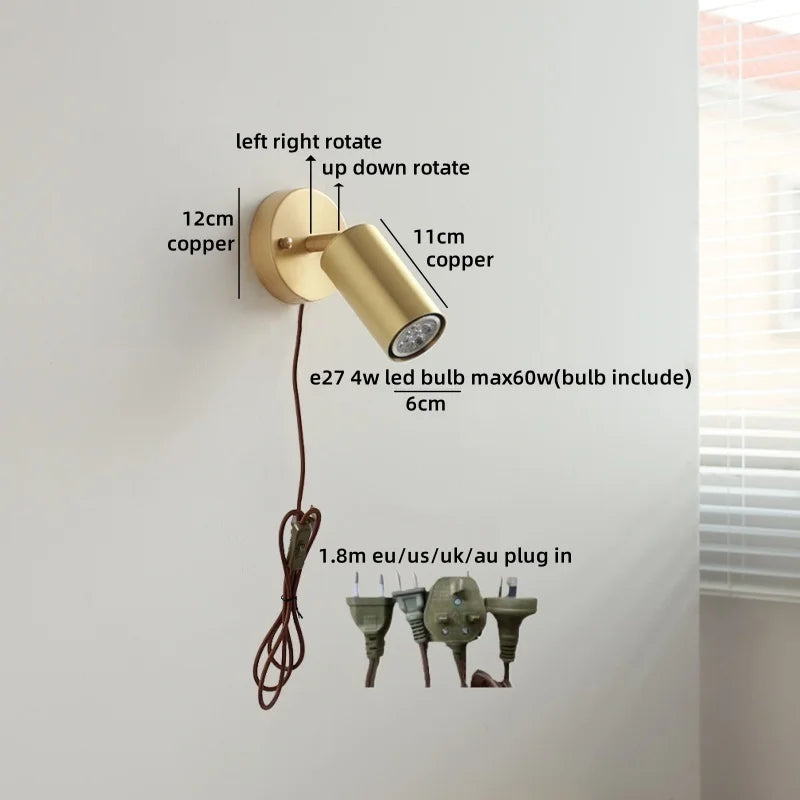 Camille Gold Copper Walnut LED Wall Lamp Japan Style