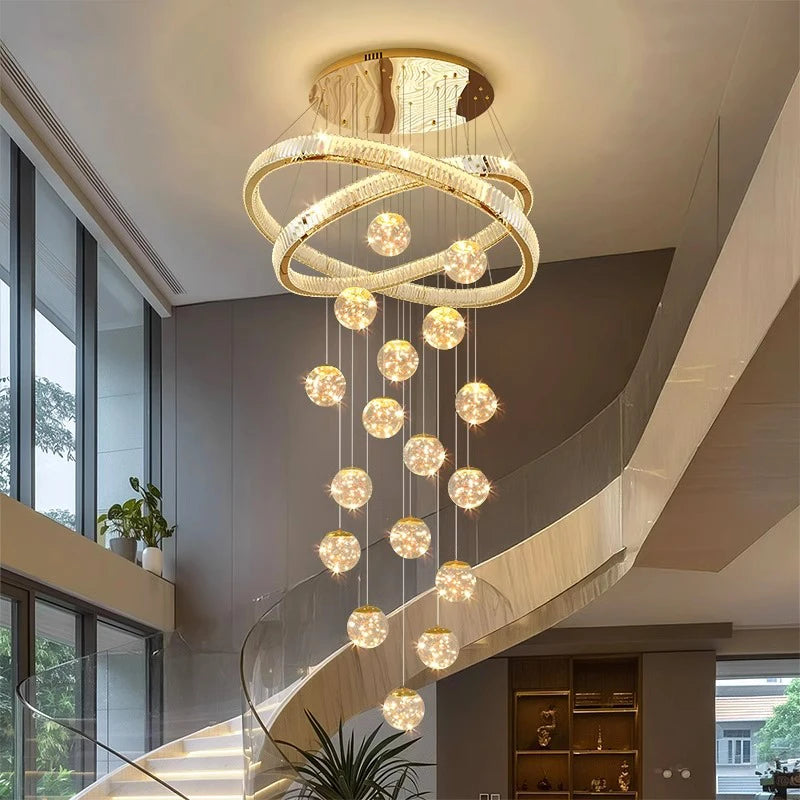 Aurielle Crystal Cascade Spiral Staircase Chandelier